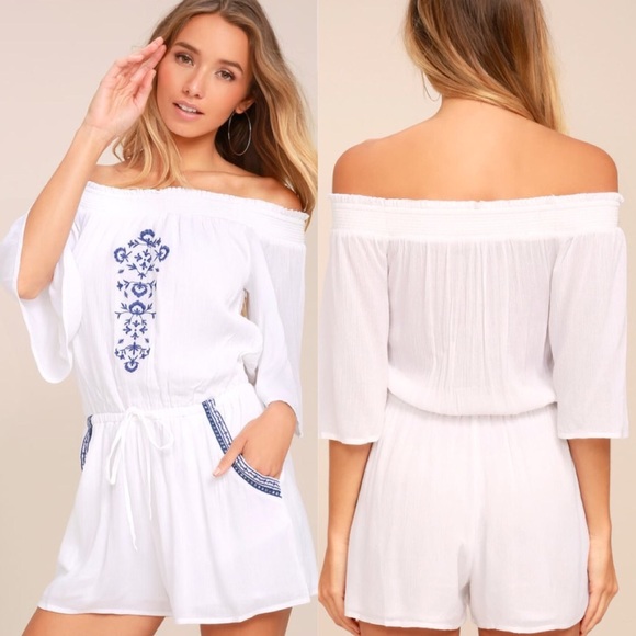 White Embroidered Romper | Poshmark